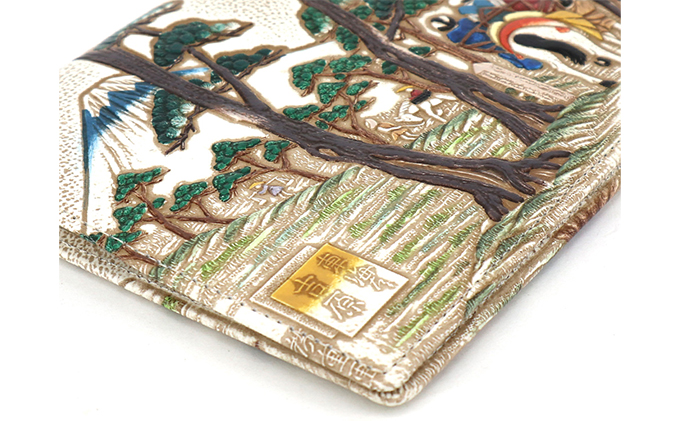 【文庫屋大関】パーソナルホルダー　浮世絵　吉原【皮革工芸品】 ファッション 小物 シンプル パスポートケース 病院セット 型押し 大関卯三郎 牛革