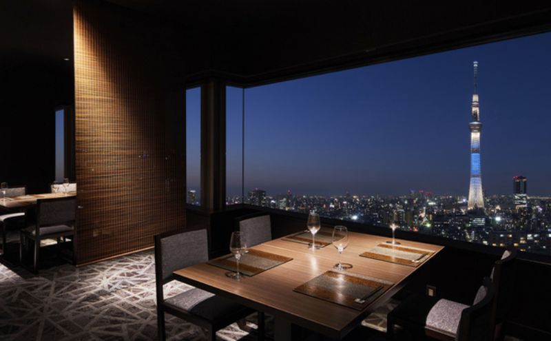 スカイツリー（R）ビューレストラン 簾【ディナーペア券】炭火窯焼フレンチ「魅惑の簾 炭火窯焼コース」＋シャンパン1杯 SKYTREE お食事券 展望 スカイツリー  東京都 墨田区 チケット 観光 デート