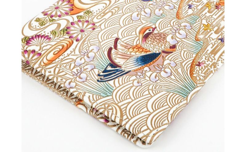 【文庫屋大関】パーソナルホルダー　おしどり【皮革工芸品】 雑貨 日用品 ブックカバー パスポートケース 貴重品入れ マルチケース シンプル 和風 革小物