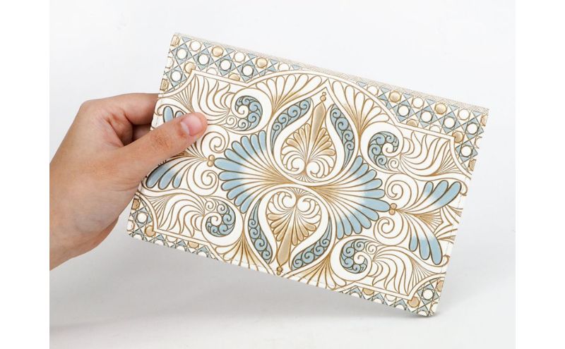 【文庫屋大関】パーソナルホルダー　ロカイユ＜ブルーグレー＞【皮革工芸品】 民芸品 雑貨 日用品 文房具 革小物 革製品 ファイル ケース