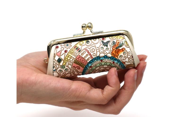 【文庫屋大関】印鑑ケース かくれんぼ猫【皮革工芸品】 革製品 工芸品 民芸品 牛革 小物入れ お祝い ギフト プレゼント 墨田区 東京都