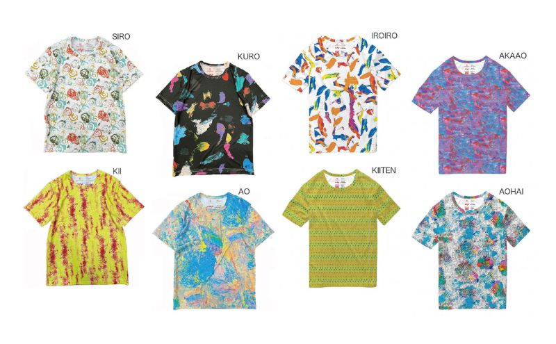 Tシャツ 感覚刺激Tシャツ 05IROIRO 洋服 ファッション 総柄Tシャツ プレゼント 手書き 絵画 アート作品 通気性 柔軟性 日本製 福祉施設 ワークショップ 東京都 墨田区 L