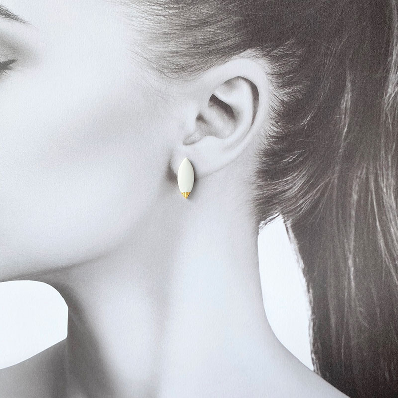 茅ヶ崎市 湘南 陶磁器 ピアス 上品 かわいい レディース ギフト プレゼント 誕生日 母の日 お祝い サマーギフト ゴールド 金 アート アクセサリー Artopus.SHONAN ピアス マーキス ホワイト