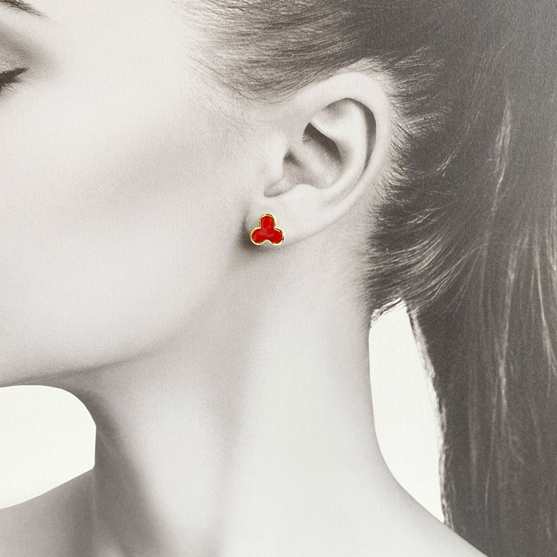 茅ヶ崎市 湘南 陶磁器 ピアス 上品 かわいい レディース ギフト プレゼント 誕生日 母の日 お祝い サマーギフト ゴールド 金 アート アクセサリー Artopus.SHONAN ピアス ファミリア レッド
