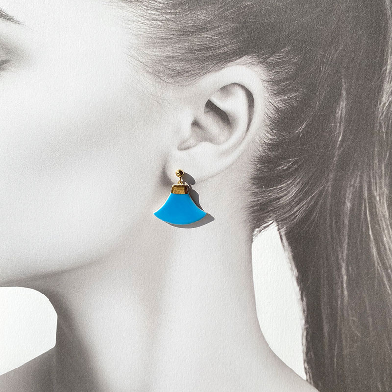 茅ヶ崎市 湘南 陶磁器 ピアス 上品 かわいい レディース ギフト プレゼント 誕生日 母の日 お祝い サマーギフト ゴールド 金 アート アクセサリー Artopus.SHONAN ピアス 富士 ブルー