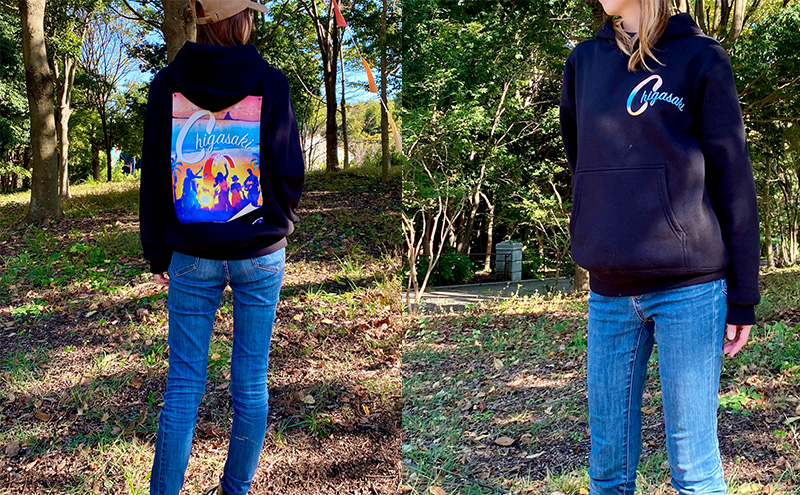 Chigasakiパーカ　ブラック　メンズ レディース サザンC 烏帽子岩 えぼし岩 裏起毛 プルオーバー 茅ヶ崎市 神奈川県【M】