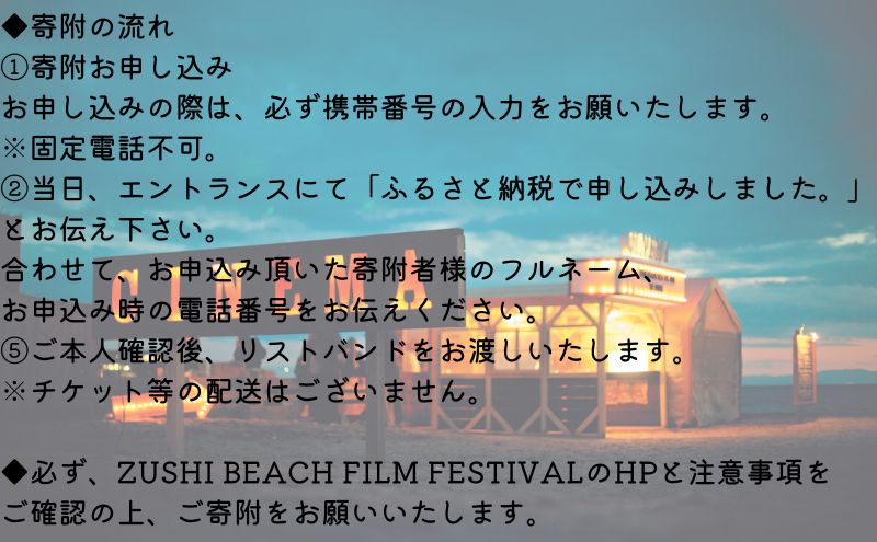 ZUSHI BEACH FILM FESTIVAL 逗子海岸映画祭 チケット 4月30日 1名様　 【映画】