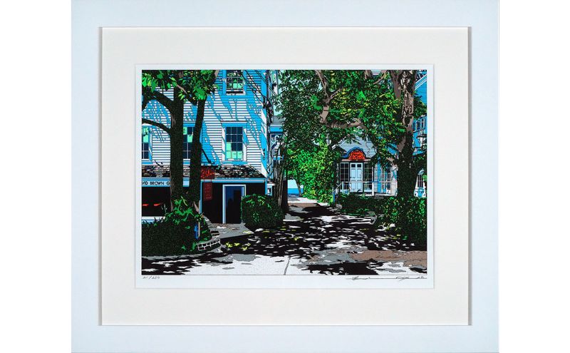 版画 鈴木英人版画 「プロビンスタウン ハウス 2」 フレーム付き 絵画 アート 絵 芸術 インテリア サイン入り アメリカ 逗子市 神奈川県