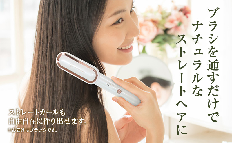 ヒートブラシ FFF-RFB2MB-AYASE（ブラック）ヒートブラシ ミニ ヘアアイロン ブラシ型 マイナスイオン 耐熱ポーチ付き 海外対応 ストレートヘア 綾瀬市 神奈川県