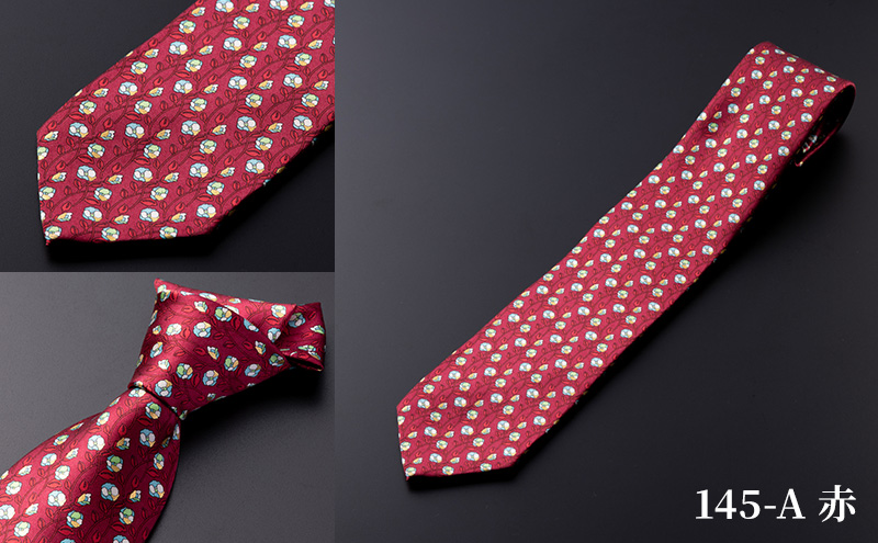 「七代目 吉澤与市の世界」オリジナルネクタイ「椿」 ファッション小物 メンズ 紳士 ビジネス スーツ 【145-A／赤】