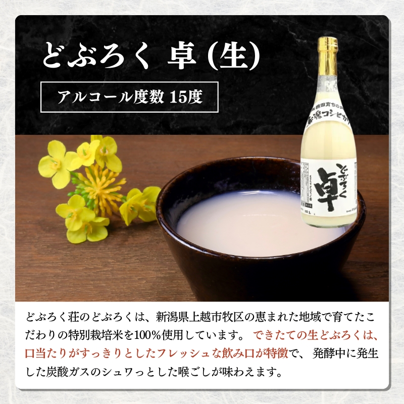 日本酒 どぶろく 卓 (生) 720ml×1本と牧の初雪 (火入れ) 720ml×1本 セット 冷蔵 お酒 酒 アルコール