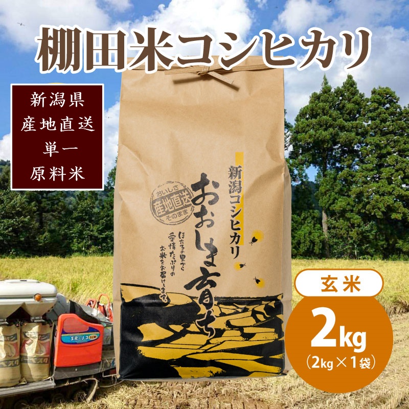 極少量米 ： 数量限定 令和5年産 新潟県上越市大島区産 棚田米コシヒカリ 2kg (2kg×1) 玄米 こしひかり