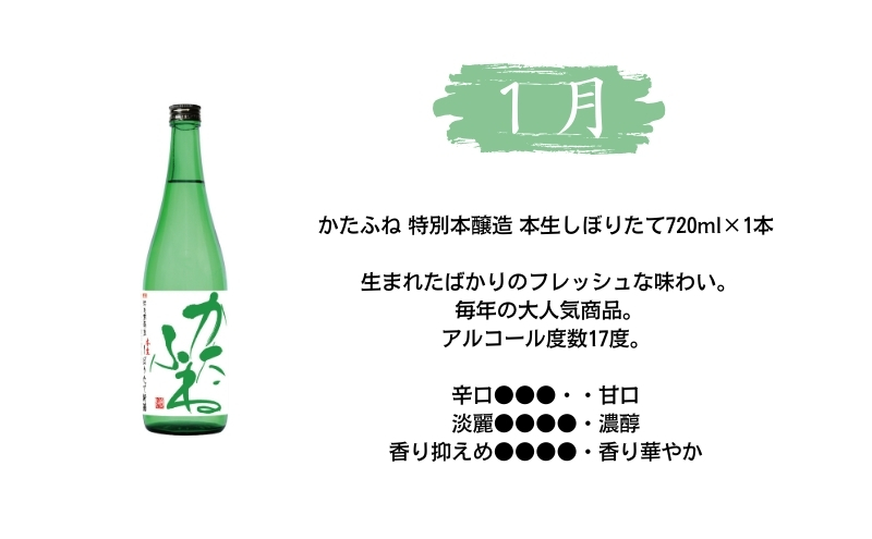 かたふね 季節の定期便 720ml6種【全6回】酒 アルコール 本醸造 純米 吟醸 にごり酒 芳醇 本生 ギフト 新潟