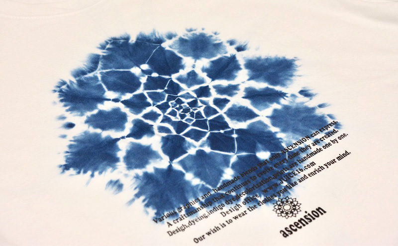 藍染めタイダイTシャツ H ASCENSION  黒部の名水染め　XL