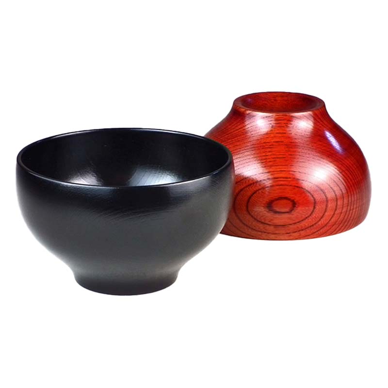 山中漆器　丸椀　茜・神代ペア F6P-2359