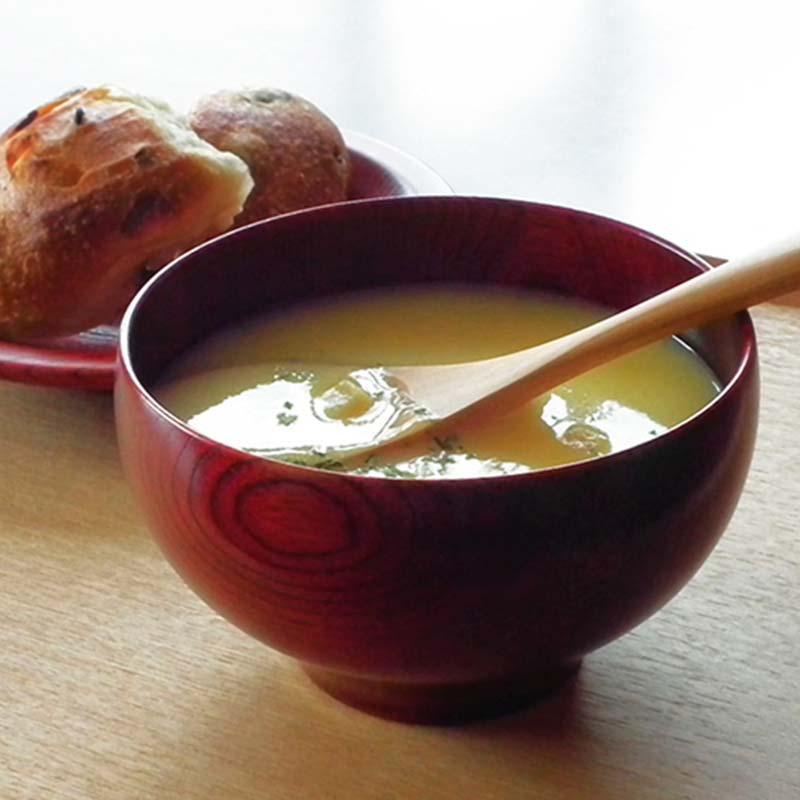 山中漆器　丸椀　茜・神代ペア F6P-2359