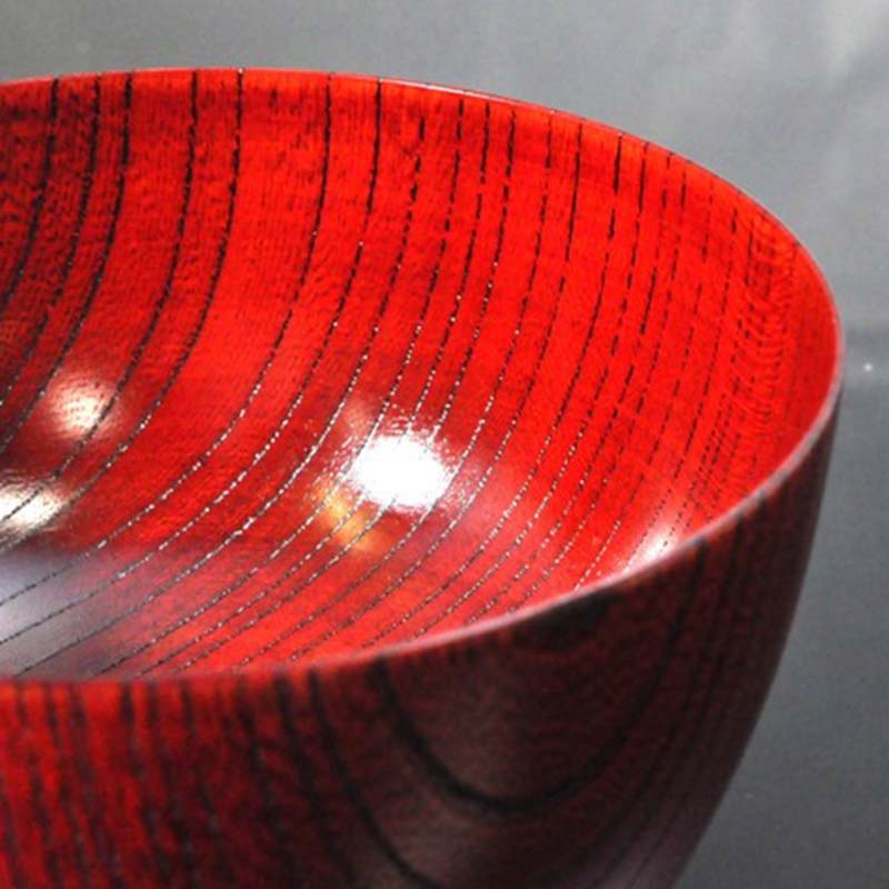 【国産山中塗】木製雑煮椀 欅4．3胴張椀＜赤摺＞SO-0501 F6P-0133