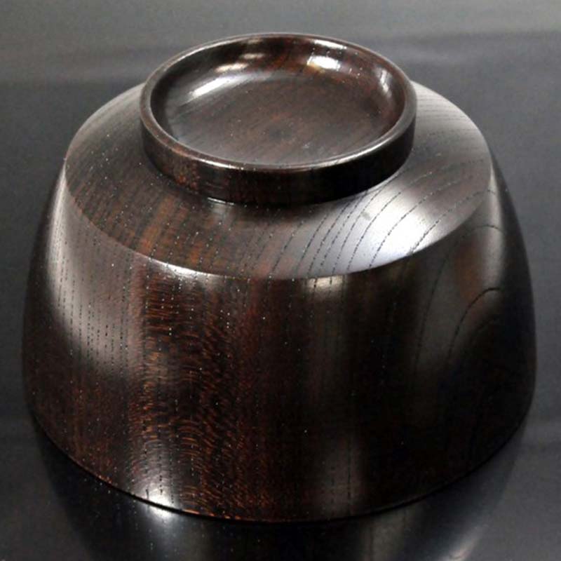 国産山中塗木製雑煮椀 欅4．3胴張椀　黒摺　SO-0502 復興　震災　コロナ【能登半島地震復興支援】 北陸新幹線 F6P-0134