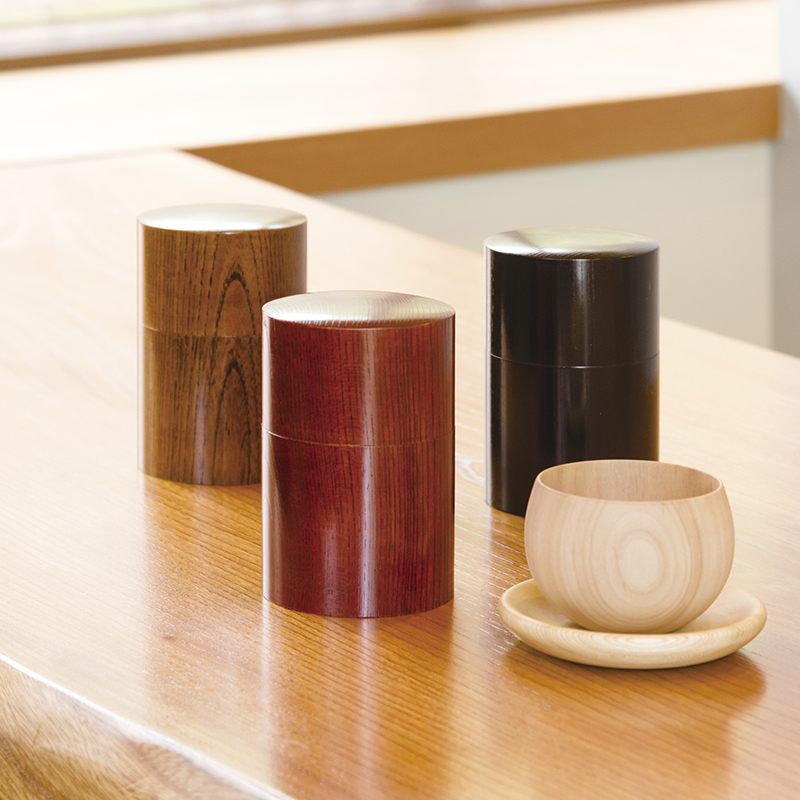 山中塗 嘉匠菴 欅 共木茶筒 赤摺 化粧箱 天然木 茶筒 轆轤挽き 漆器 父の日 母の日 敬老の日 ギフト 伝統工芸 工芸品 国産 日本製 復興 震災 コロナ 能登半島地震復興支援 北陸新幹線 F6P-0201