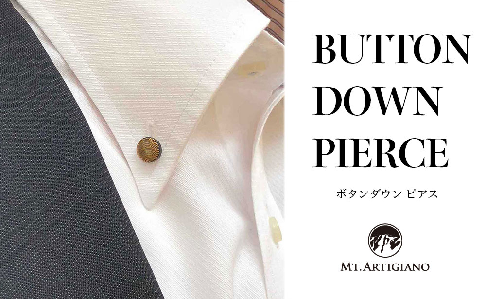 ボタンダウンピアス Traditional 波 青海波 黒蝶貝 漆 蒔絵 ドレスピアス ピンブローチ タイタック アクセサリー 伝統工芸 工芸品うるしアート 復興 震災 コロナ 能登半島地震復興支援 北陸新幹線