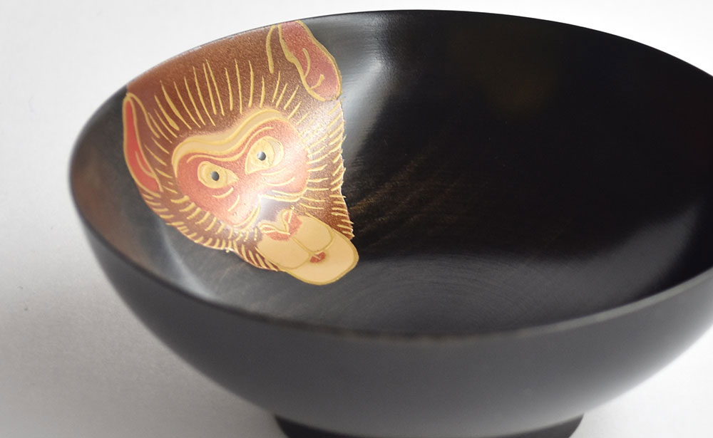 山中漆器 干支 蒔絵盃 干支盃 申 黒摺 さる 酒器 盃 蒔絵 漆器 父の日 母の日 敬老の日 ギフト 伝統工芸 工芸品 国産 日本製 復興 震災 コロナ 能登半島地震復興支援 北陸新幹線 F6P-0436