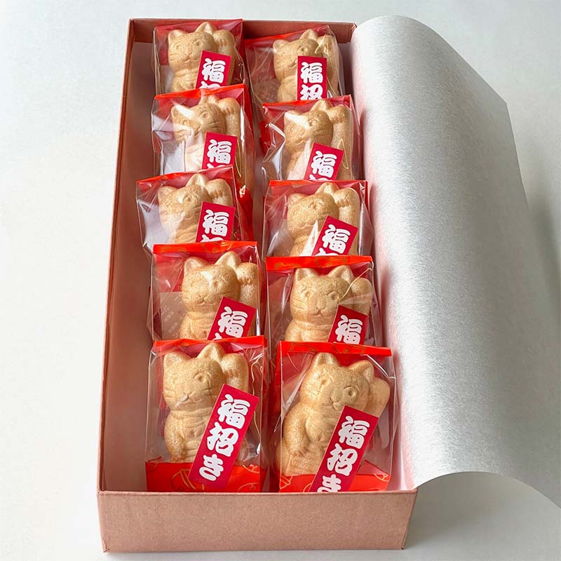 【2026年1月中旬以降発送】福招き 10個入 御干菓子 和菓子 最中 もなか 有平糖 招き猫 山海堂  グルメ お菓子 菓子 食品 お土産 おやつ お茶請け お茶菓子 復興 震災 コロナ 能登半島地震復興支援 北陸新幹線 F6P-2046