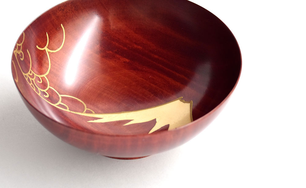 赤富士蒔絵盃　（赤摺） F6P-0407