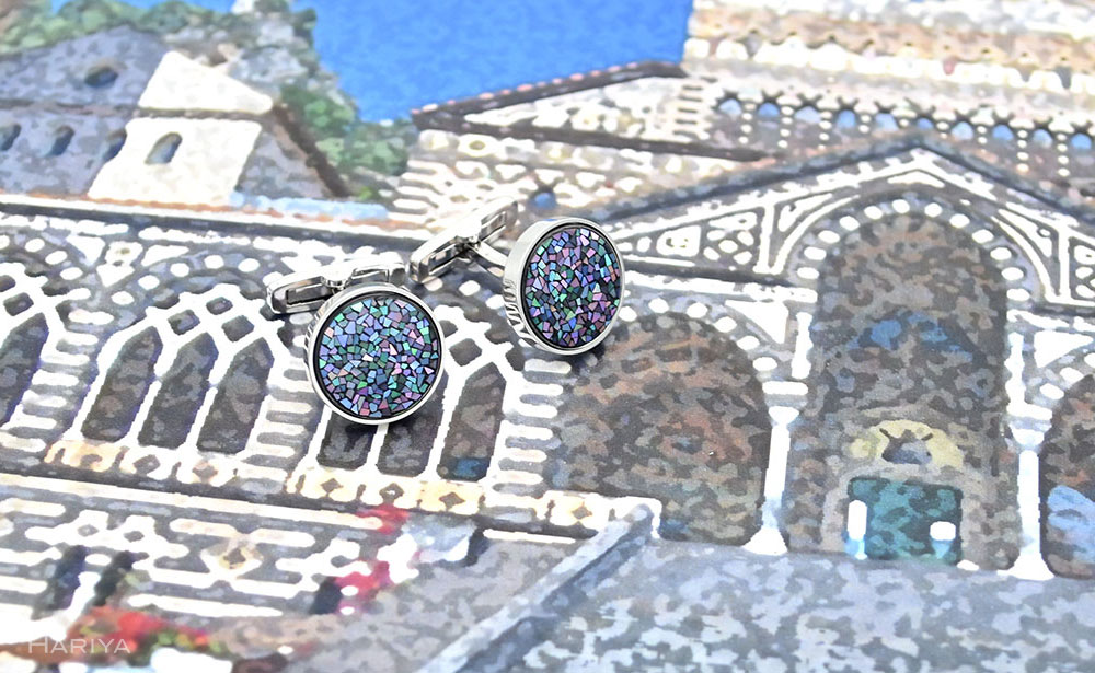 螺鈿モザイク 白蝶貝カフス F6P-1070: 加賀市ANAのふるさと納税