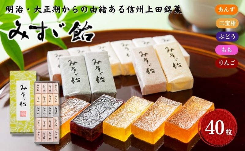 みすゞ飴和紙40粒　銘菓 林檎 ゼリー 和菓子 お菓子 菓子 スイーツ りんご 長野 信州