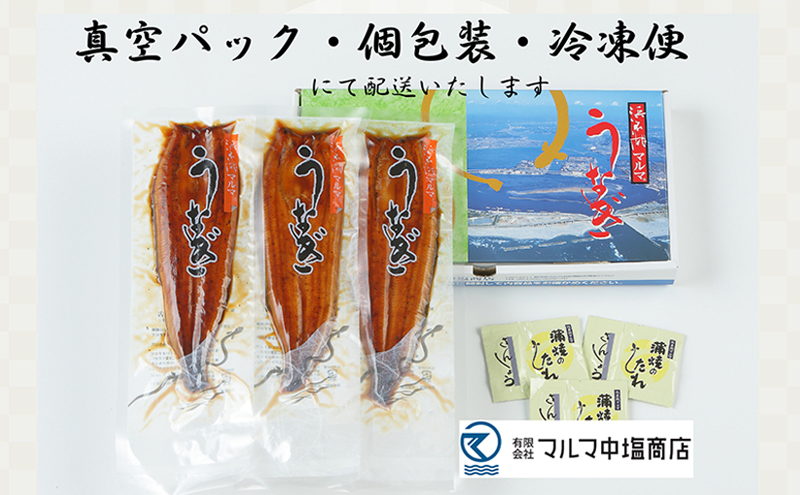 うなぎ 浜名湖 国産 浜名湖マルマ(R)長蒲焼 3尾 合計300g以上 小分け たれ 山椒付 うなぎ蒲焼 浜名湖産 国産うなぎ 惣菜 ギフト 贈答 土用の丑の日 丑の日 蒲焼き 鰻 真空パック 冷凍 冷凍配送 静岡 浜松市