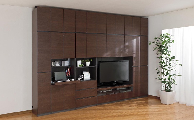 壁面キャビネット幅30cmスリムタイプ（ダークブラウン）