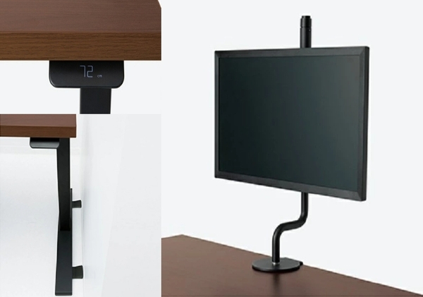 コクヨ 在宅ワーク用電動昇降デスク スタンジットW(ダブル)／1207_ナチュラルオーク・ブラック