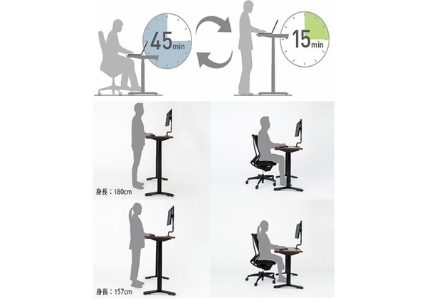コクヨ 在宅ワーク用電動昇降デスク スタンジットW(ダブル)／1407_ナチュラルオーク・ホワイト
