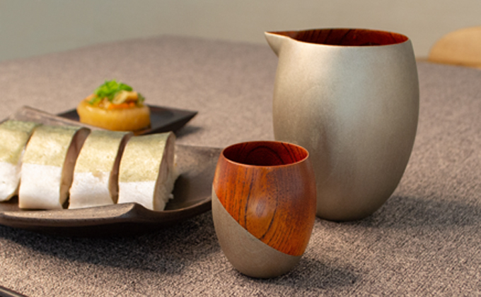 【手作り漆器】のどか　すず波　ぐいのみ　欅　天然木・本漆・摺漆