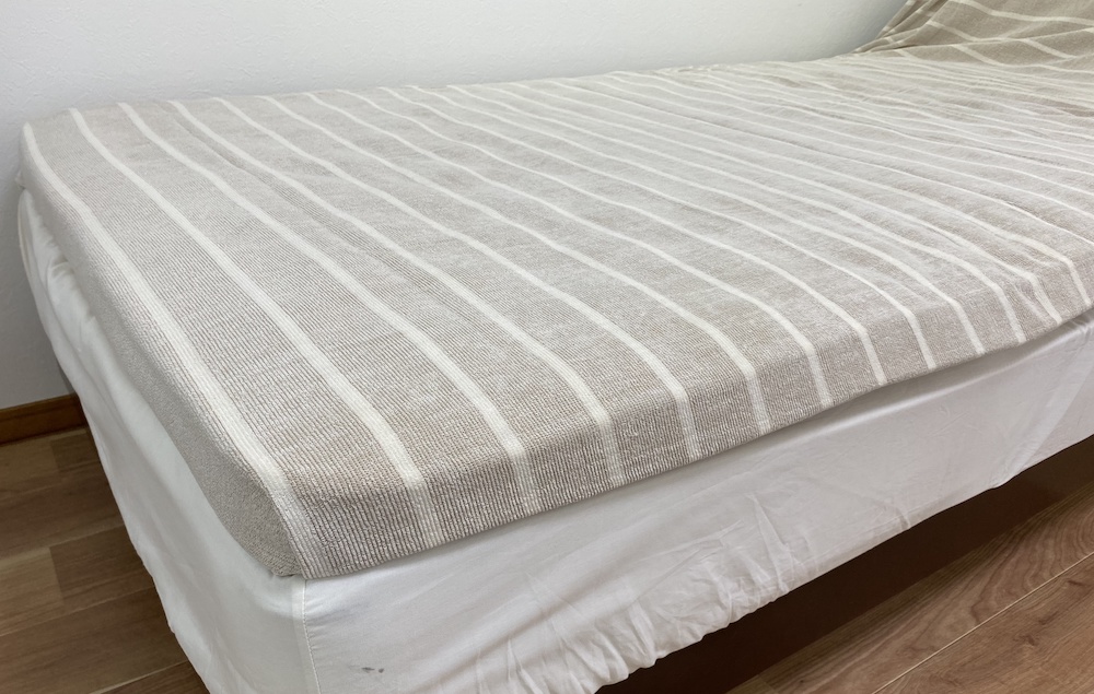 オーガニックコットン タオルシーツ シングル 145×230cm しまふわ ベージュ SNS-12BE [4794]