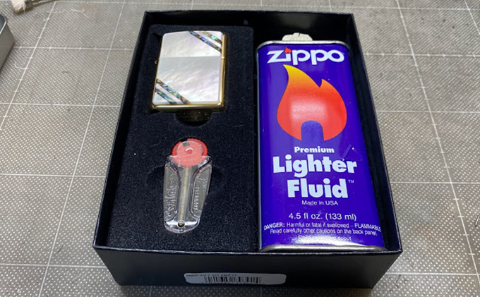 【ふるさと納税オリジナルデザイン】貝貼りZIPPOライター（シルバー）