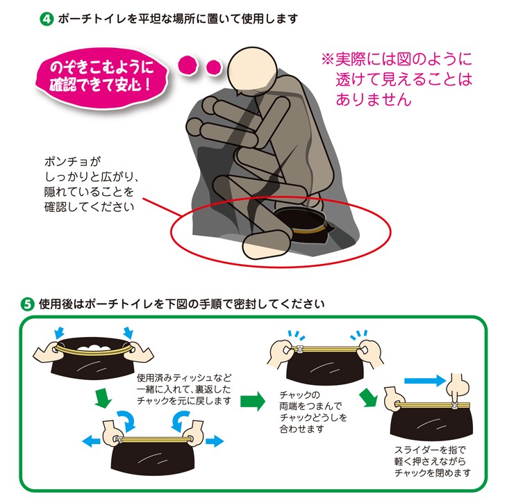 ポンチョトイレ 3回分 携帯トイレ 大小便兼用 非常用 トイレ 防災グッズ 災害用 災害 地震 断水 男女兼用