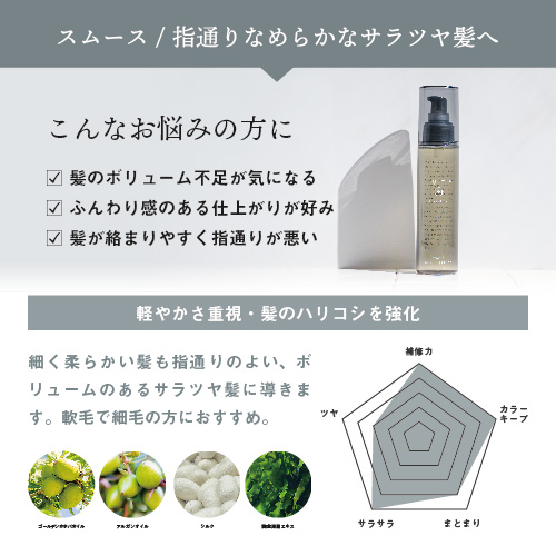 LUTY ルーティー ヘアオイル スムース 100ml ヘアケア 水分保持 ツヤ ベタつかない 軟毛 細毛 サラサラ 絡まりやすい 潤い 植物オイル