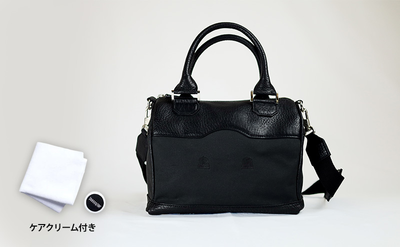 キャッスルミニボストンバッグ ブラック レザー メンズ レディース ユニセックス ケアクリーム付き バッグ レザーバッグ 革小物 本革 日本製 職人手づくり ブランドバッグ 姫路市 兵庫県