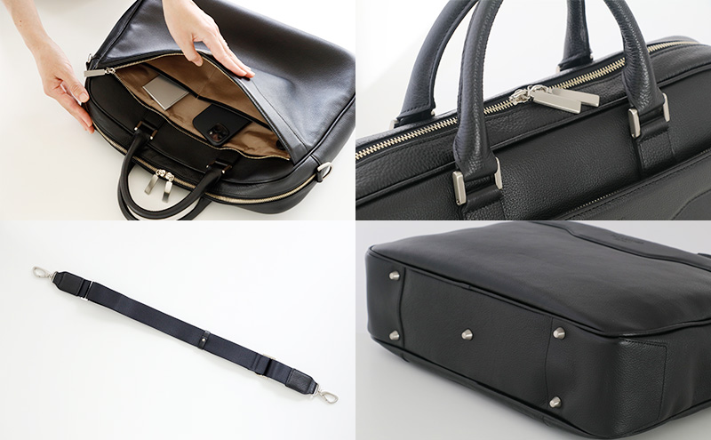 本革姫路レザー　PLS LEATHER　ビジネスブリーフバッグ　キャメル