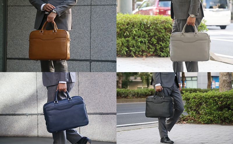 本革姫路レザー　PLS LEATHER　ビジネスブリーフバッグ　キャメル
