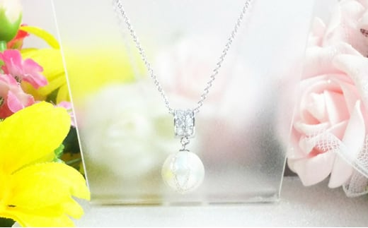 芦屋流　Art of pearl　No1 デザインを施した淡水パールとキュービックジルコニアのネックレス[063-a001]