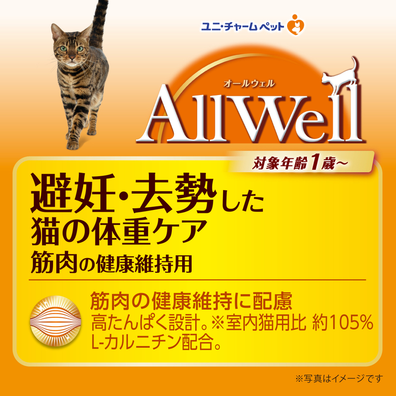 AllWell 避妊・去勢した猫の体重ケア 筋肉の健康維持用 フィッシュ味 挽き小魚とささみフリーズドライパウダー入り 1.5kg×2袋 ペットフード キャットフード 猫のごはん 猫用フード 猫 ペット ドライ ユニ・チャーム ペット ユニ・ケアー