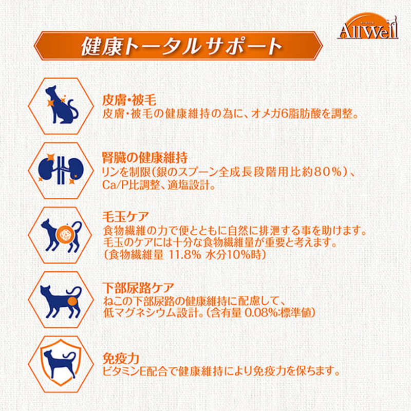 AllWell 10種の自然素材 避妊去勢した猫の体重ケア 筋肉の健康維持用 サーモン＆ツナ味 1.2kg×5袋 ペットフード キャットフード 猫のごはん 猫用フード 猫 ペット ドライ ユニ・チャーム ペット ユニ・ケアー