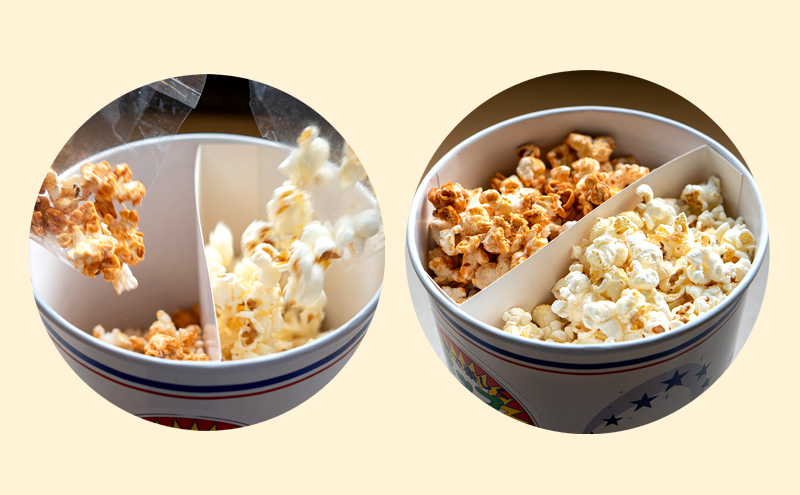 みんなでつまめるワクワク おうちでシネマサイズポップコーン(しお味43g キャラメル味65g)×2個とケトルパップコーン×3個［ ポップコーン お菓子 スイーツ 詰め合わせ 食べ比べ ］