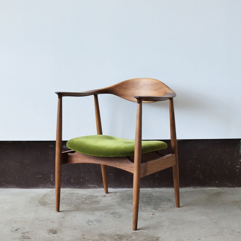 アームチェア  ウォールナット　モケットグリーン | インテリア 家具