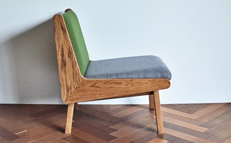 イージーチェア 02 グレー×グリーン 椅子 イス いす チェア 家具 ひとり掛け シンプル お洒落 モダニズム 緑 グリーン グレー オーク材 天然素材 オリジナル オカモトカグ 小野市 兵庫県