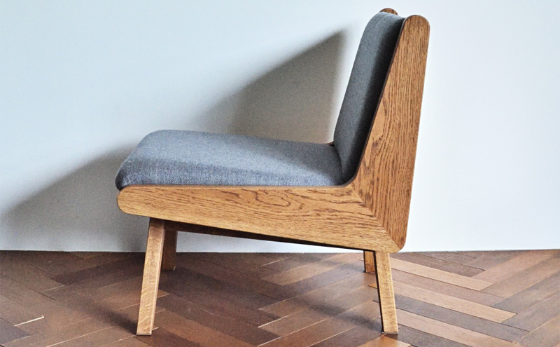 イージーチェア 02 グレー 椅子 イス いす チェア 家具 ひとり掛け シンプル お洒落 モダニズム グレー オーク材 天然素材 オリジナル オカモトカグ 小野市 兵庫県