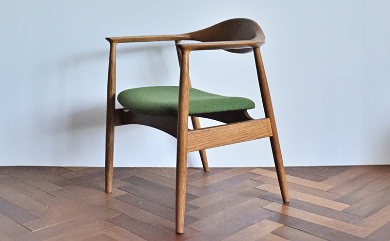 アームチェア オーク　グリーン　インテリア 椅子 イス 木製 デザイン オリジナル 兵庫県 小野市