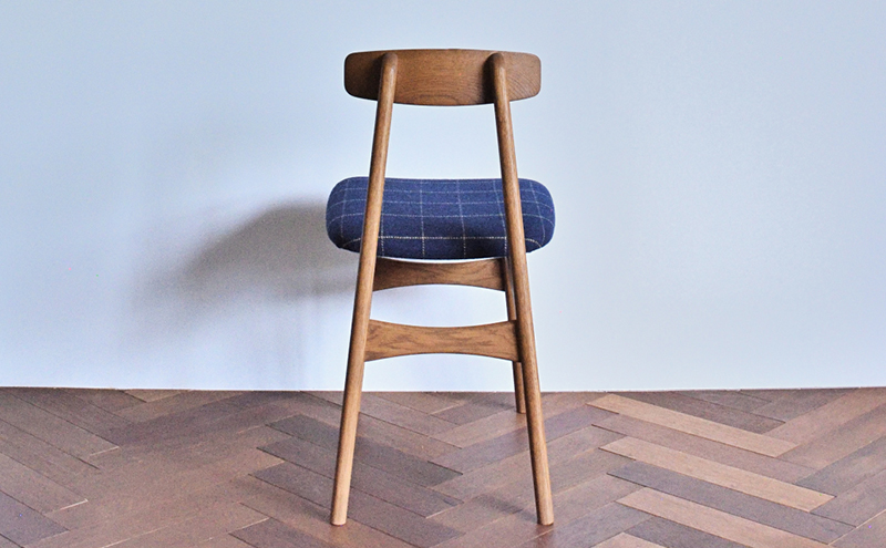 ワークチェア  紺チェック  インテリア 椅子 イス 木製 コンパクト シンプル デザイン オリジナル 兵庫県 小野市